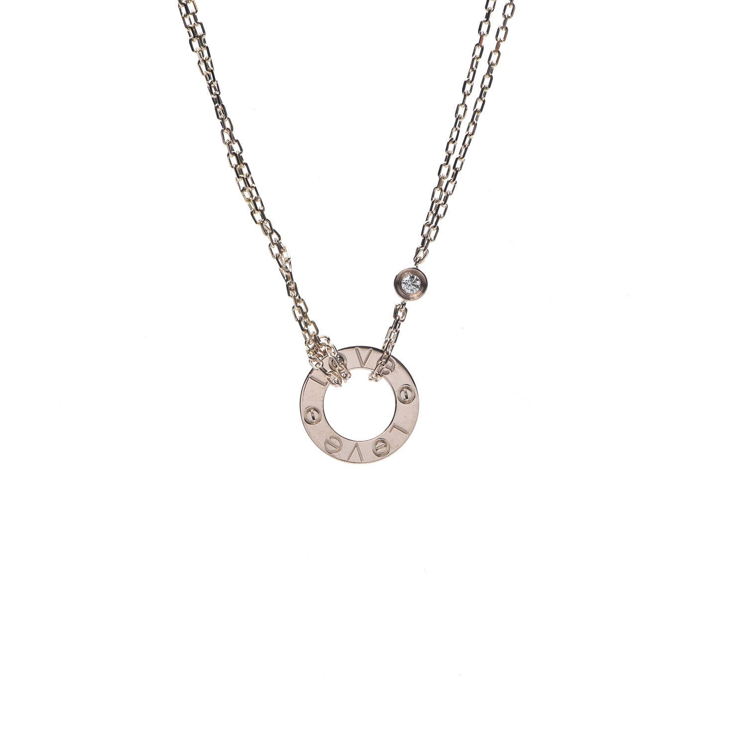 Cartier 18K Pink Gold 2 Diamond LOVE Necklace 3 of 7