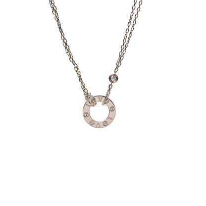 Cartier 18K Pink Gold 2 Diamond LOVE Necklace 3 of 7