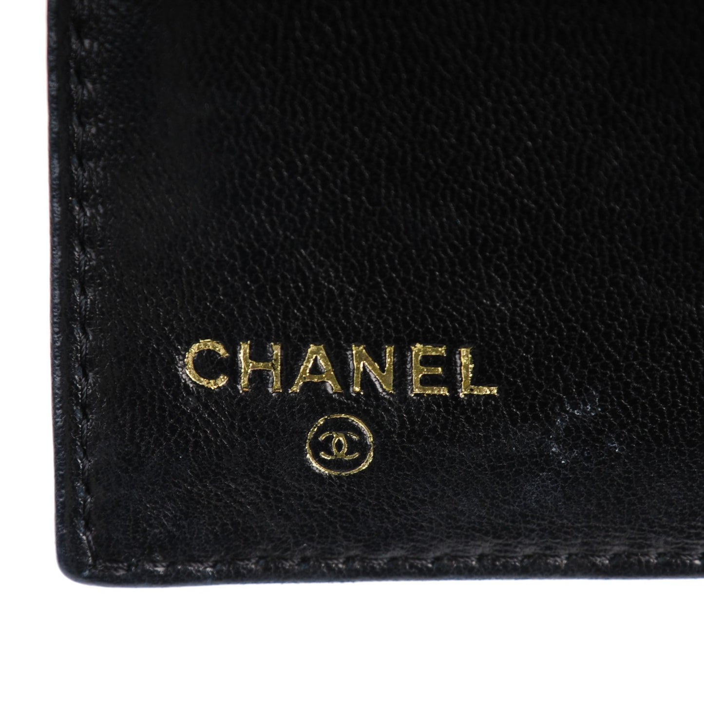 Lambskin Embossed Camellia Flap Wallet Black