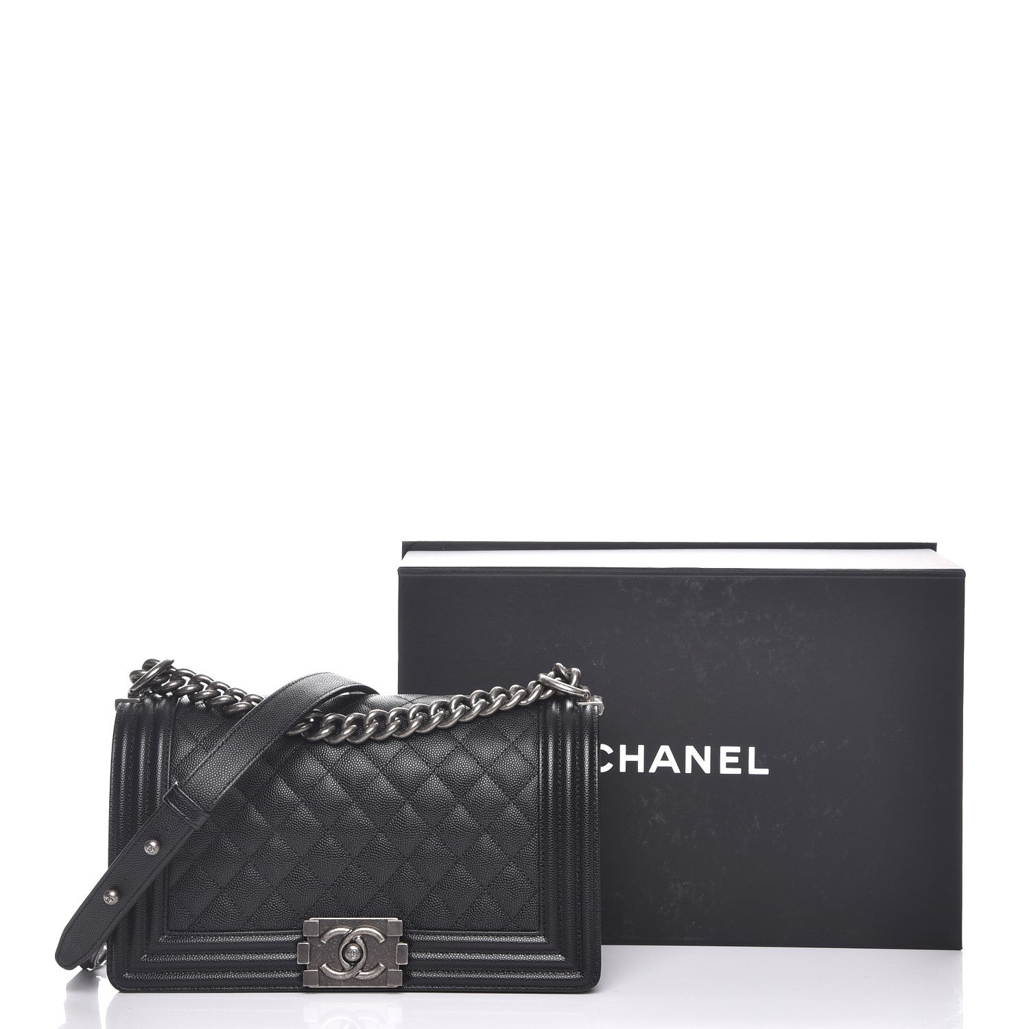Chanel Caviar Quilted Medium Boy Flap Black 8 of 8