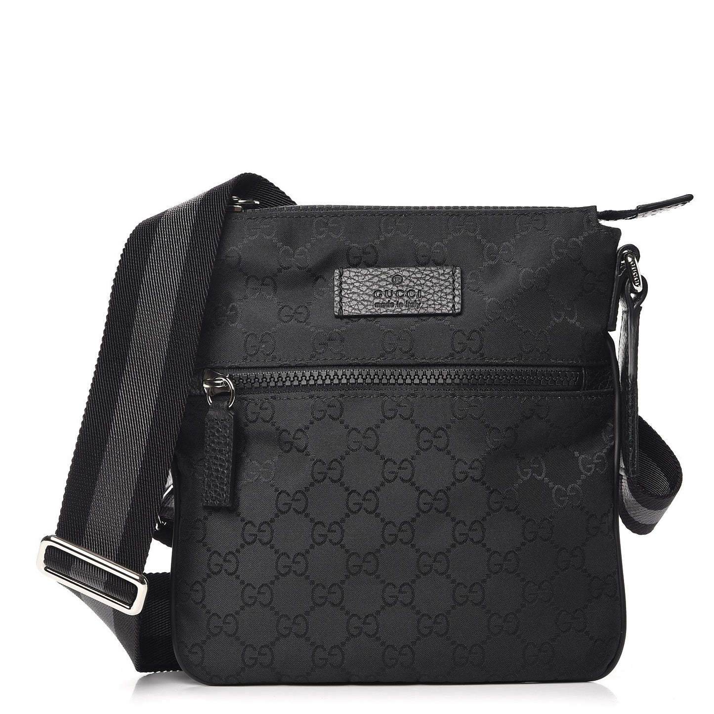 Nylon Monogram Mini Flat Messenger Bag Black