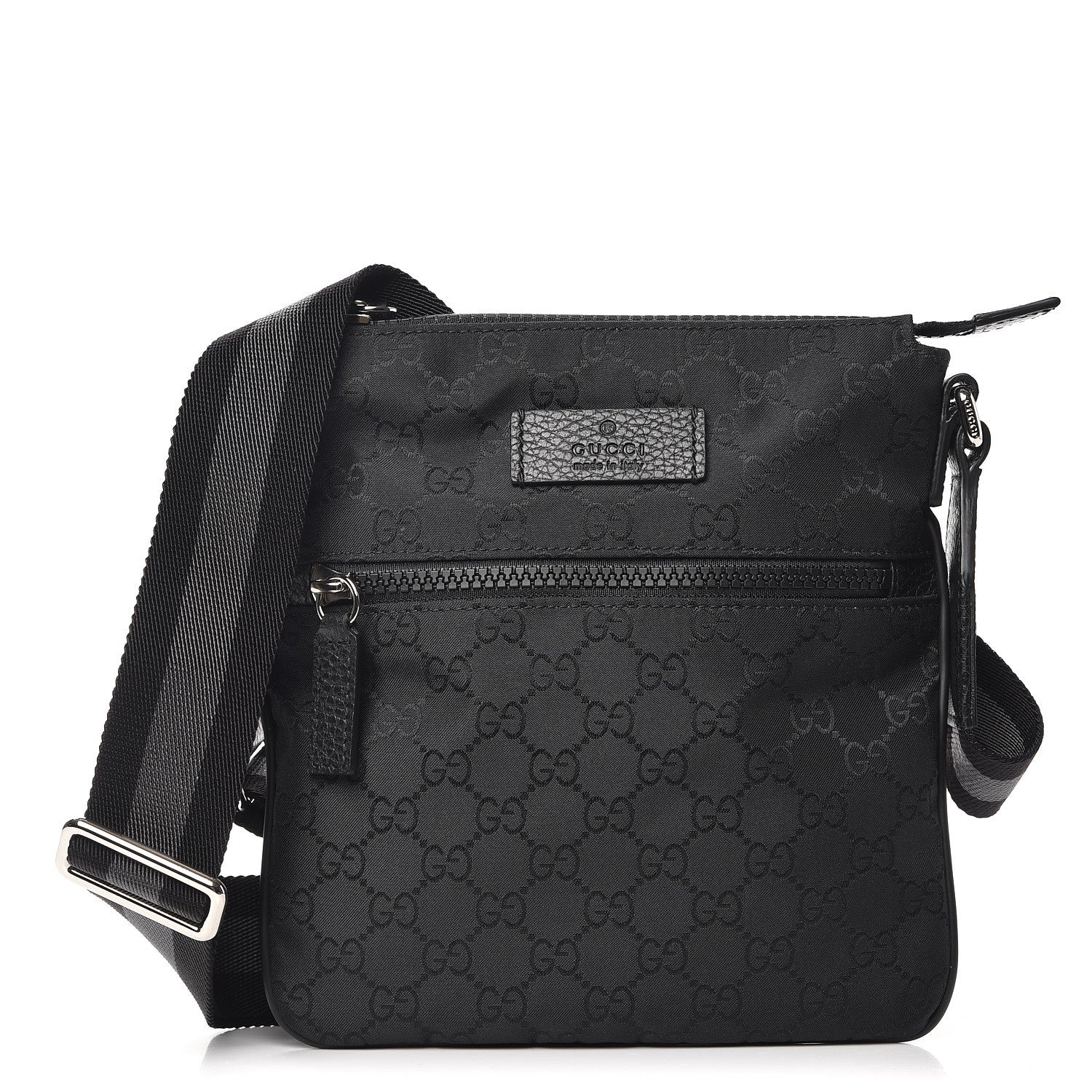 Gucci Nylon Monogram Mini Flat Messenger Bag Black 1 of 8