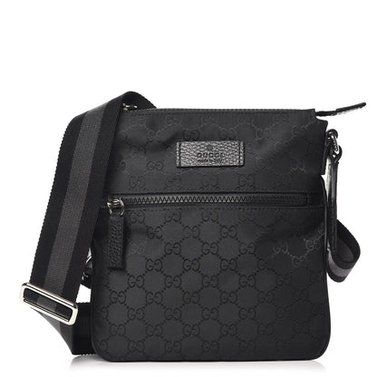 Gucci Nylon Monogram Mini Flat Messenger Bag Black 1 of 8