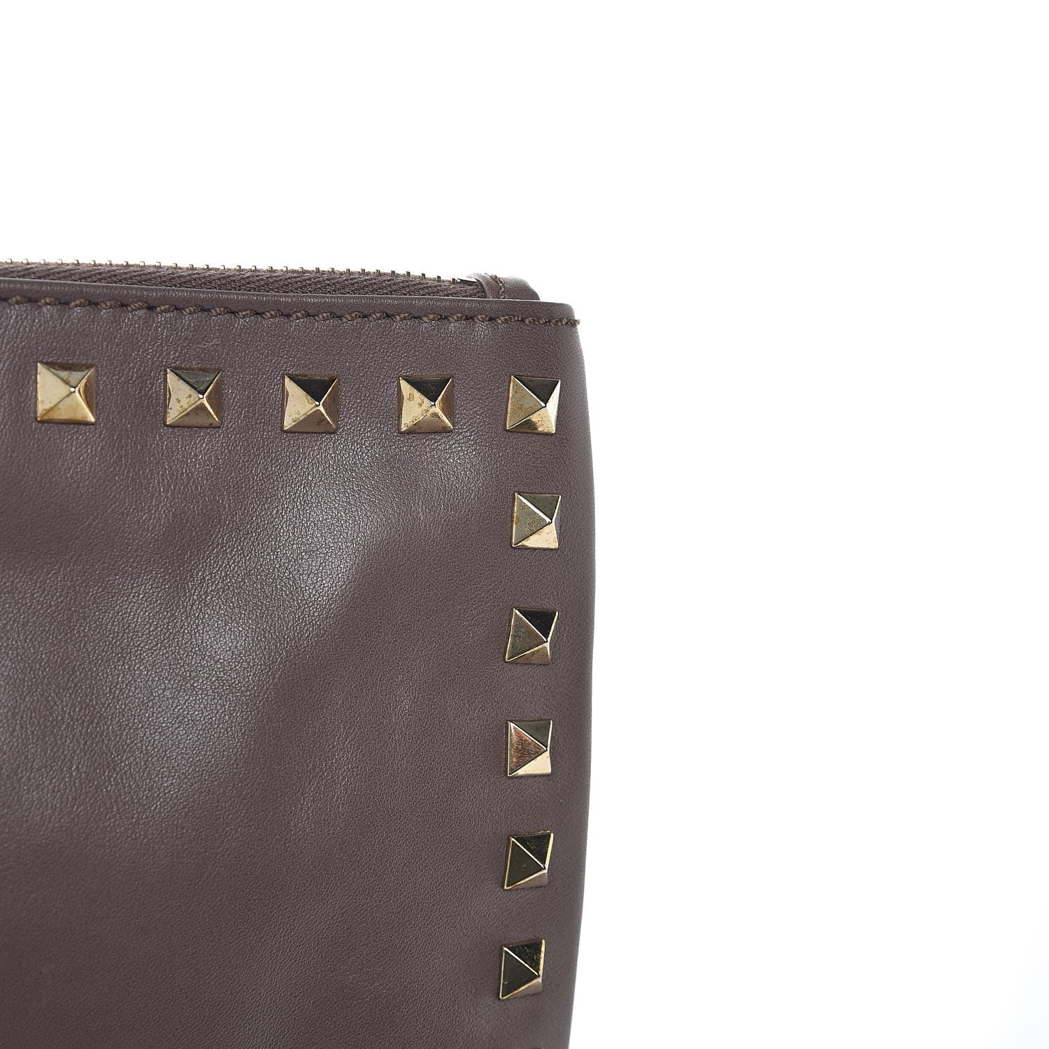 Valentino Garavani Vitello Large Rockstud Zip Wristlet Pouch Taupe 12 of 17