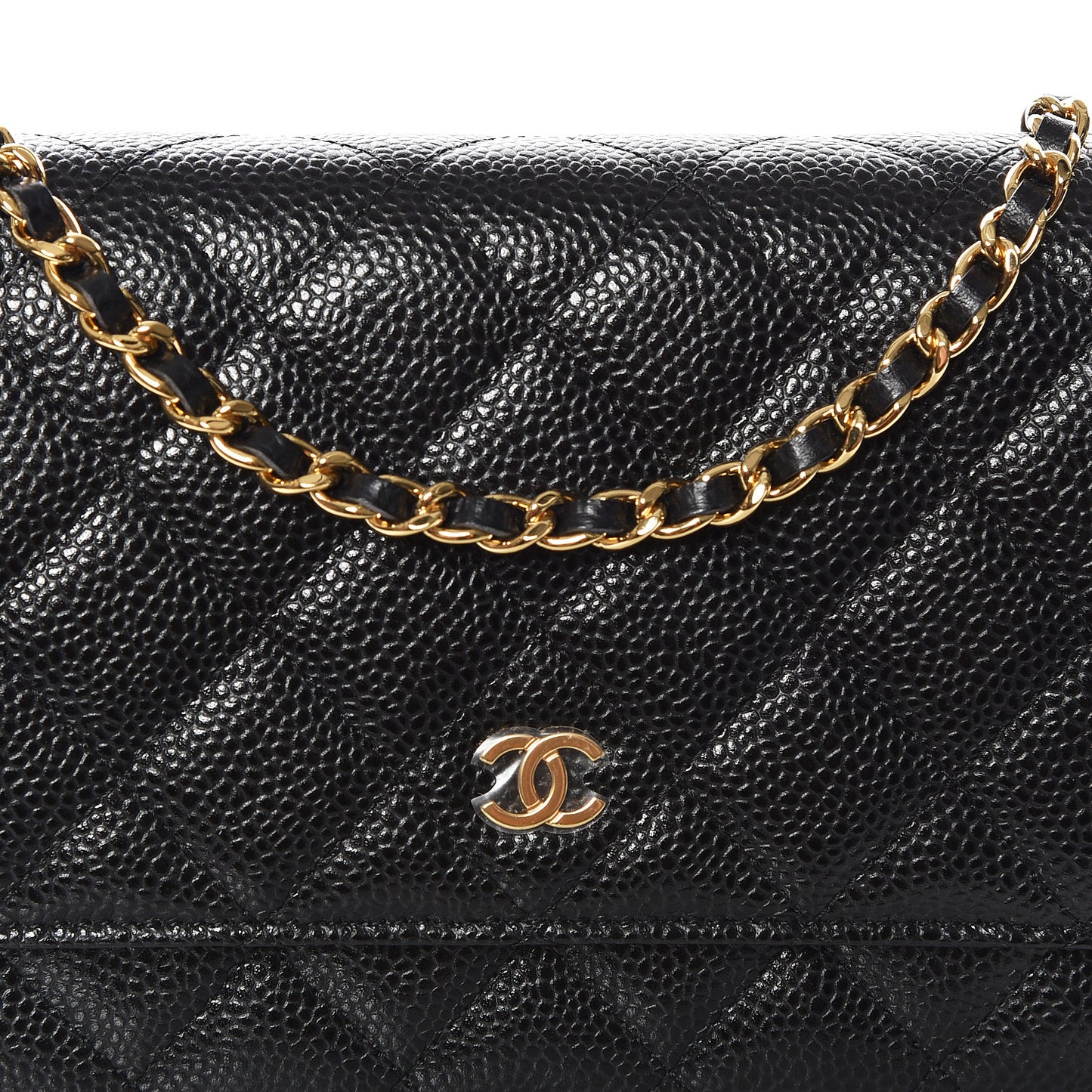Caviar Quilted Wallet On Chain WOC Black