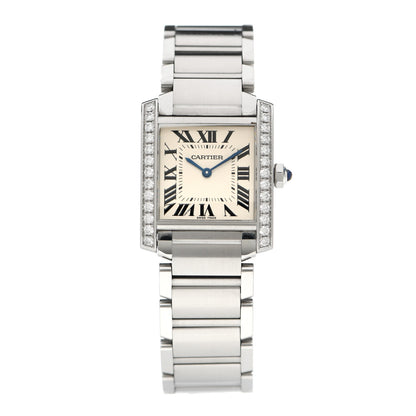 Cartier Stainless Steel Diamond Bezel 25mm Tank Francaise Quartz Watch 1 of 5