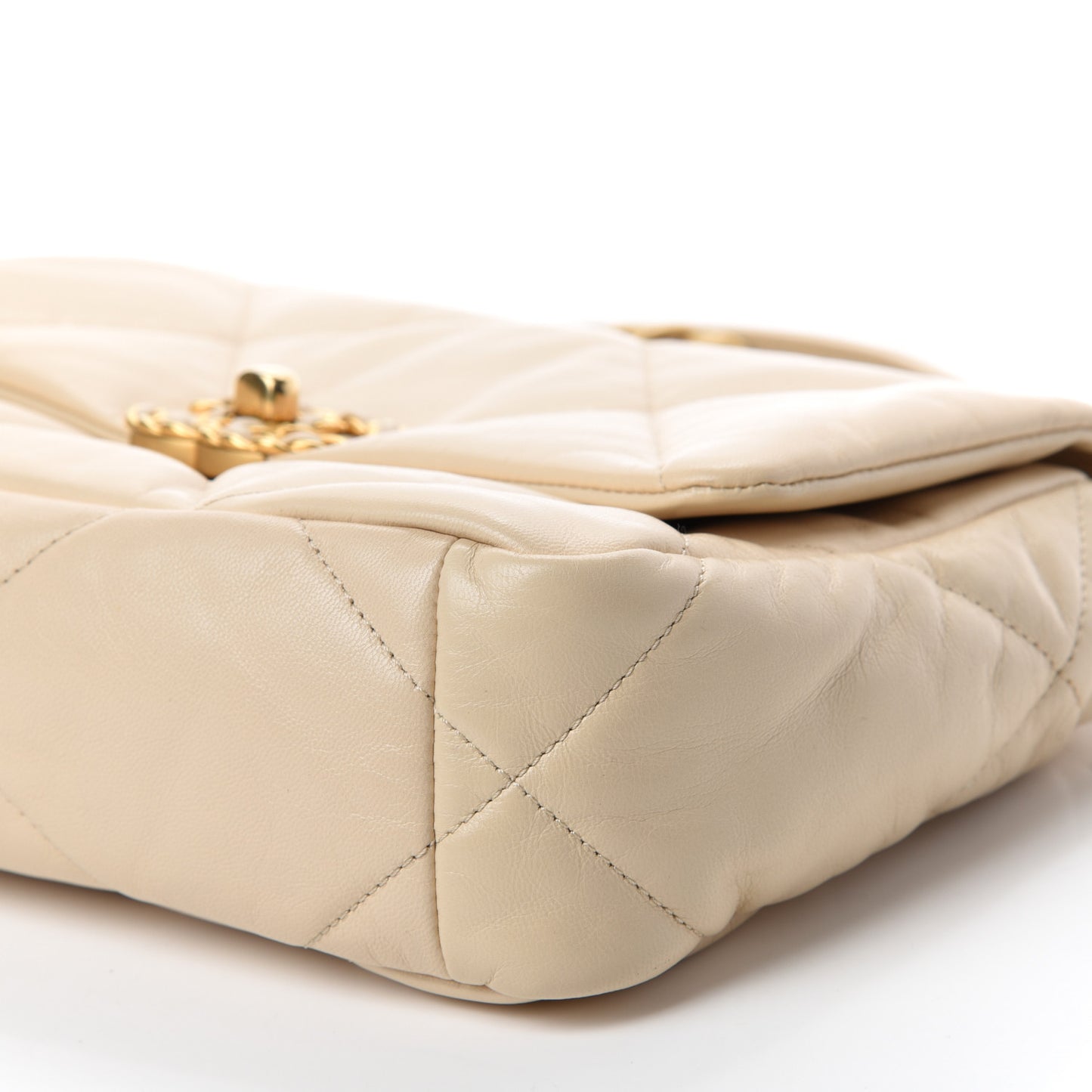 Lambskin Quilted Medium 19 Flap Light Beige
