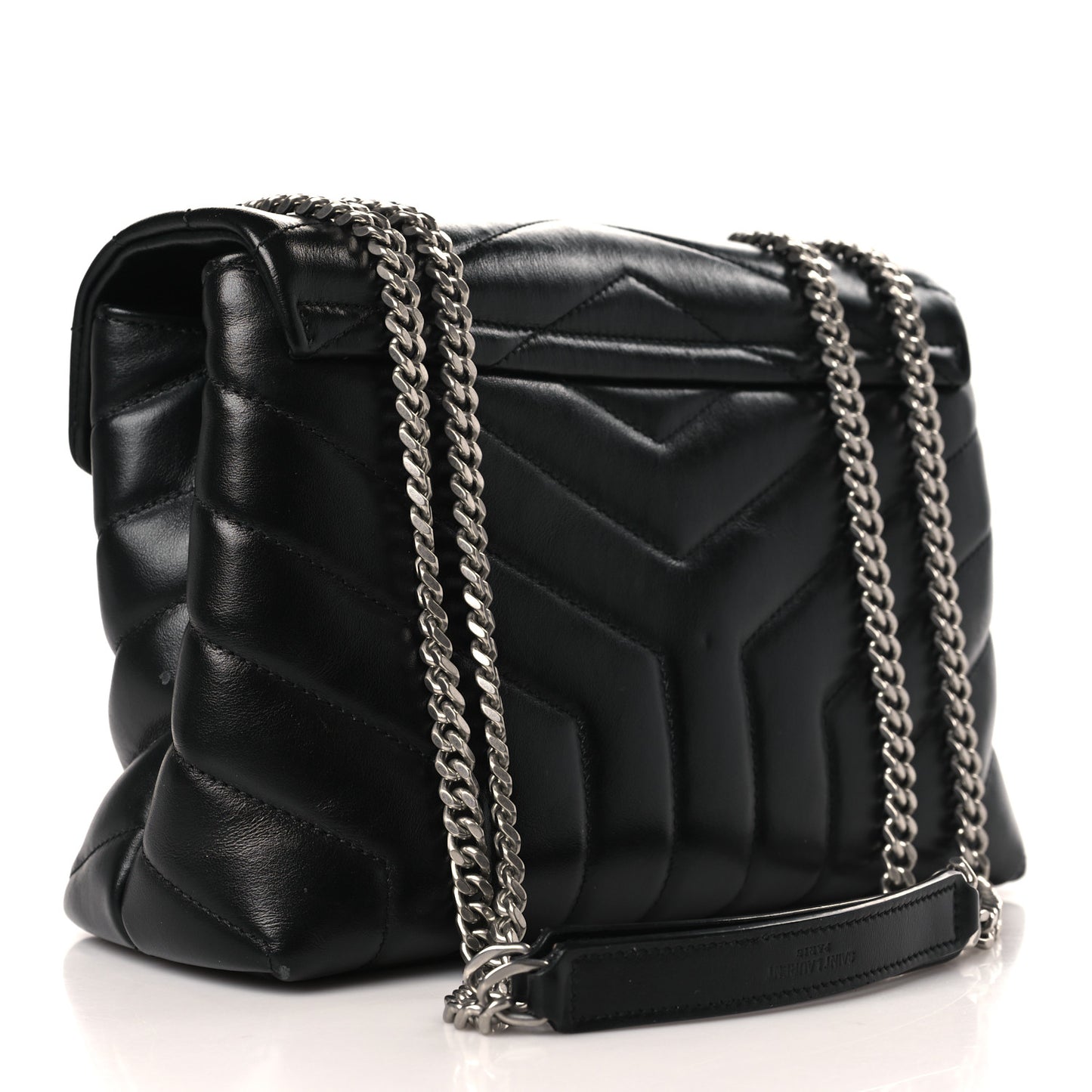 Calfskin Y Quilted Monogram Small Loulou Chain Satchel Black