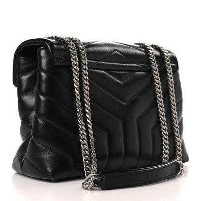 Saint Laurent Calfskin Y Quilted Monogram Small Loulou Chain Satchel Black 3 of 9