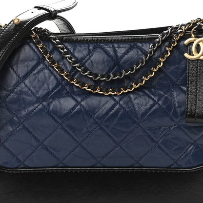 Chanel Aged Calfskin Quilted Medium Gabrielle Hobo Navy Black 8 of 11
