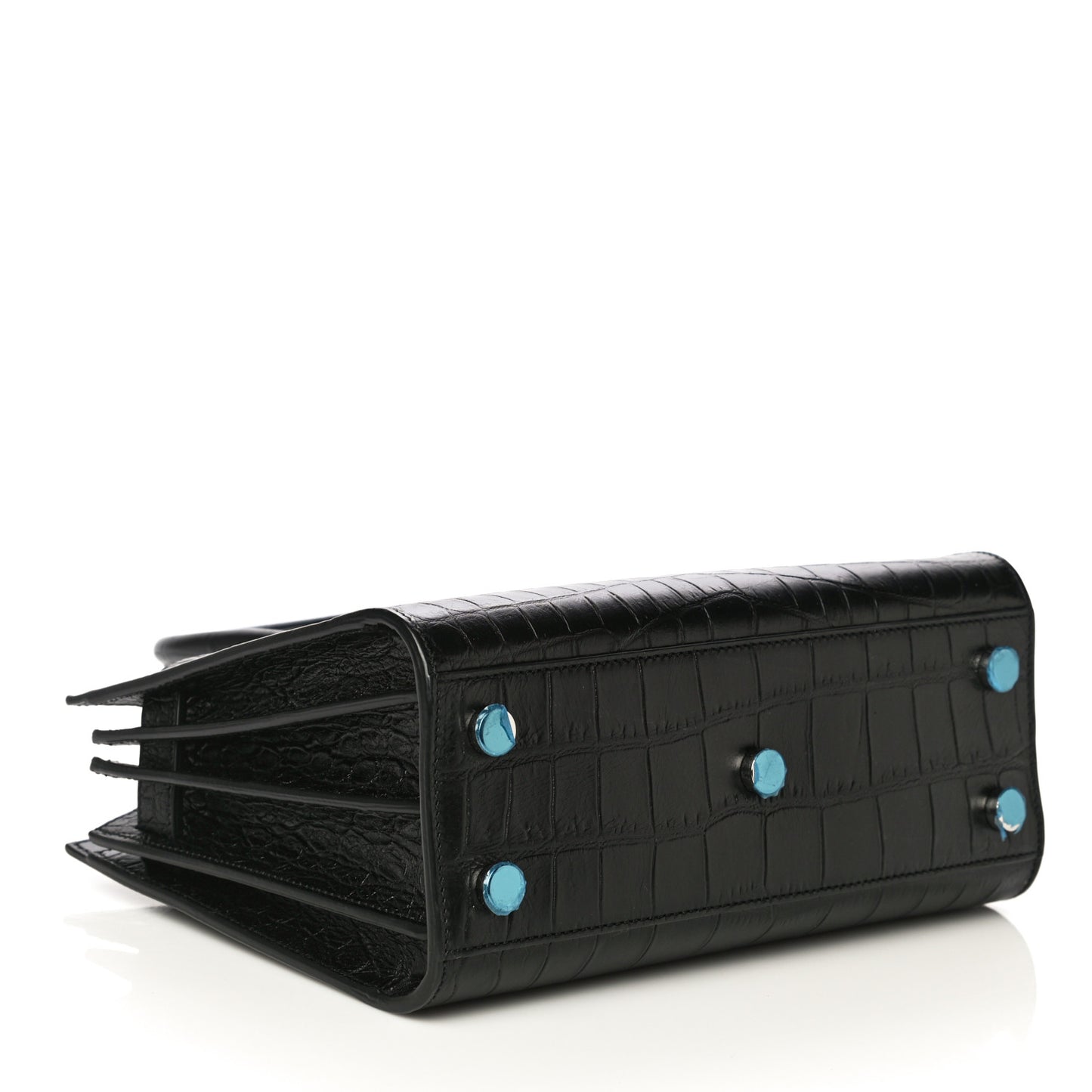 Calfskin Crocodile Embossed Nano Sac De Jour Black