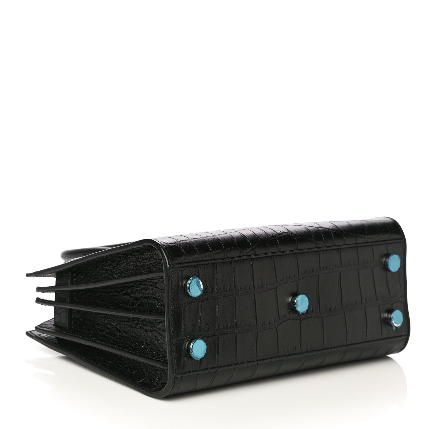 Saint Laurent Calfskin Crocodile Embossed Nano Sac De Jour Black 4 of 10
