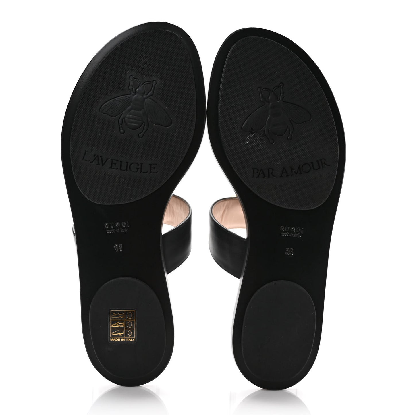 Calfskin GG Marmont Thong Sandals 39 Black