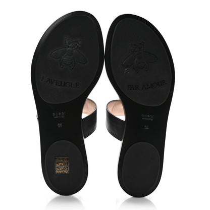 Gucci Calfskin GG Marmont Thong Sandals 39 Black 5 of 8