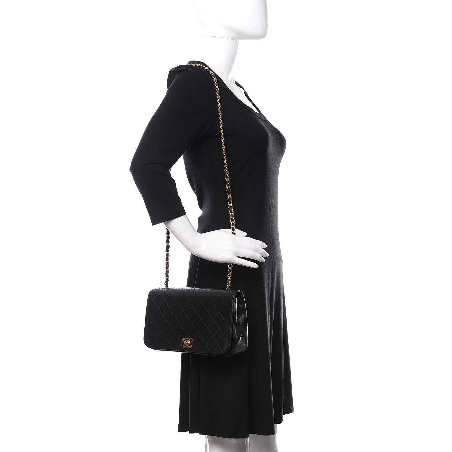 Chanel Lambskin Quilted Small Single Flap Bag Black 2 of 12
