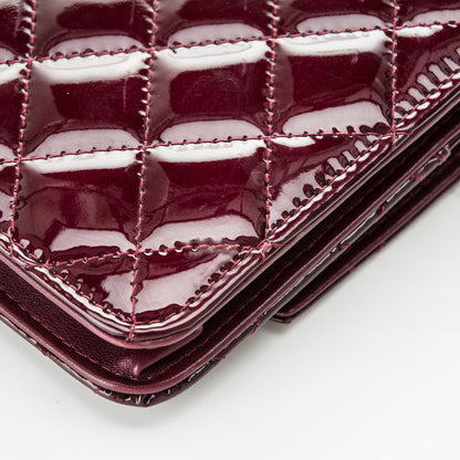 Chanel Patent Quilted Brilliant Wallet On Chain WOC Light Burgundy 9 of 9