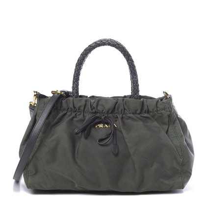 Prada Tessuto Nylon Bow Shoulder Bag Green 1 of 16