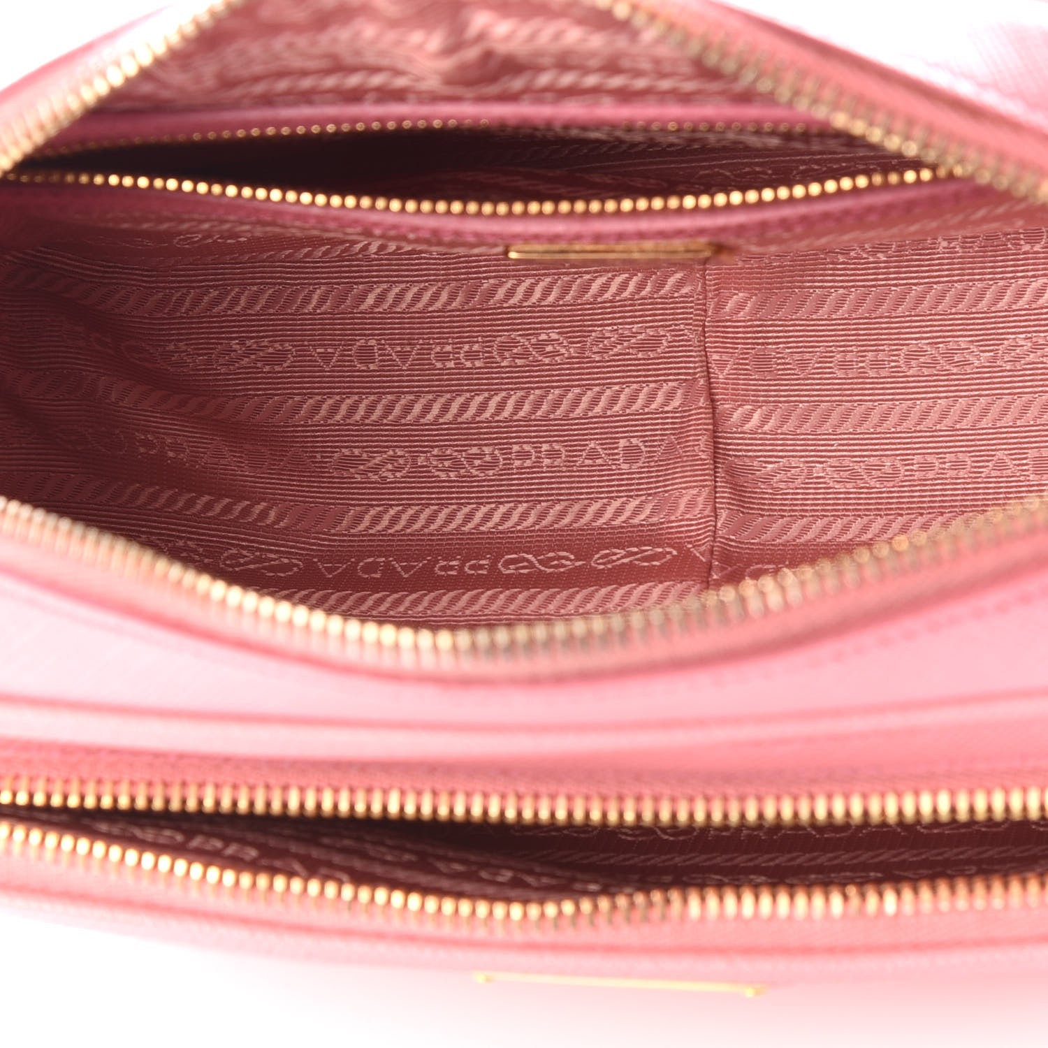 Prada Saffiano Lux Double Zip Crossbody Bag Petalo 4 of 13