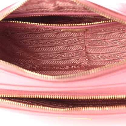Prada Saffiano Lux Double Zip Crossbody Bag Petalo 4 of 13