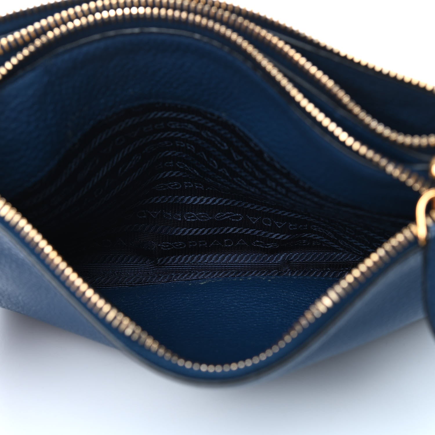 Prada Vitello Phenix Double Zip Crossbody Bag Baltico 6 of 13