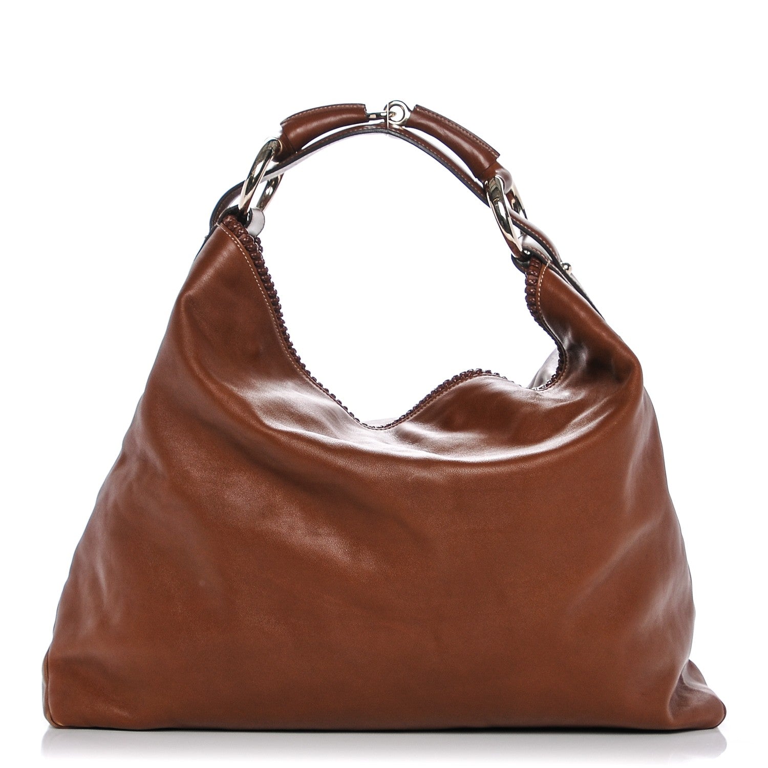 Gucci Calfskin Large Horsebit Chain Hobo Brown 1 of 11