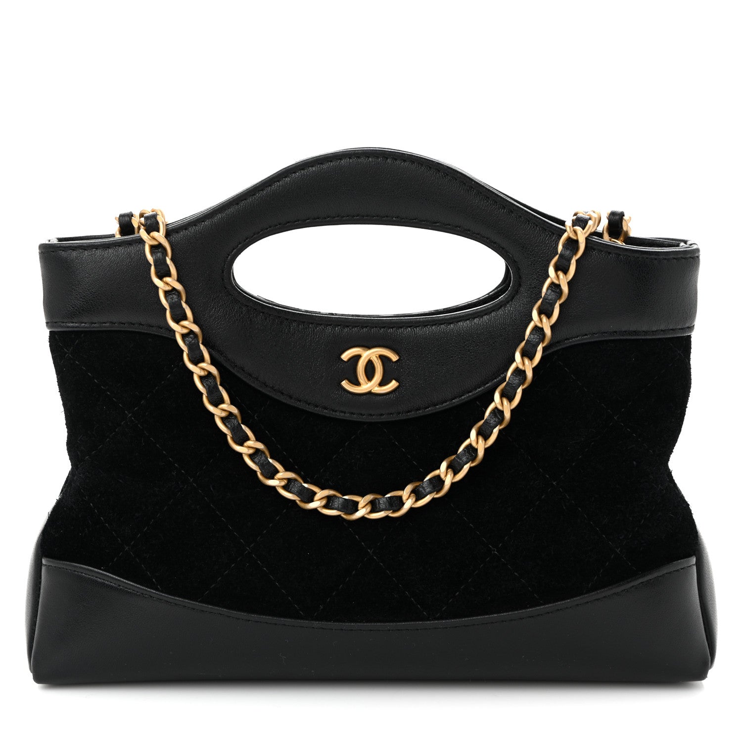 Chanel Suede Shiny Crumpled Calfskin Quilted Nano 31 Shopping Bag Black 8 of 10