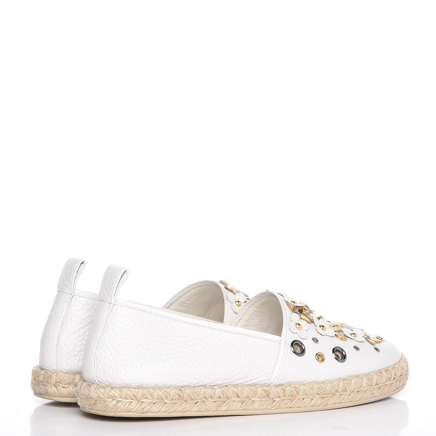 Louis Vuitton Calfskin Tropical Bloom Espadrille Flat 35 White 4 of 9
