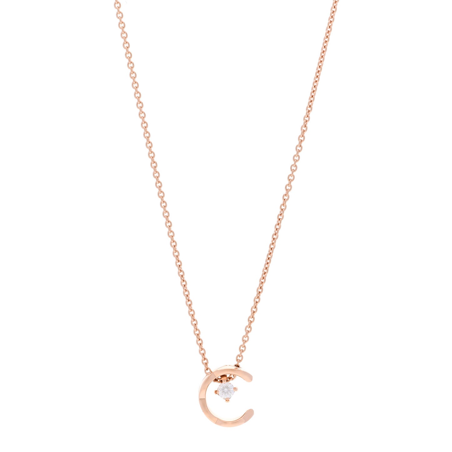 18K Beige Gold Diamond Coco Crush C Necklace