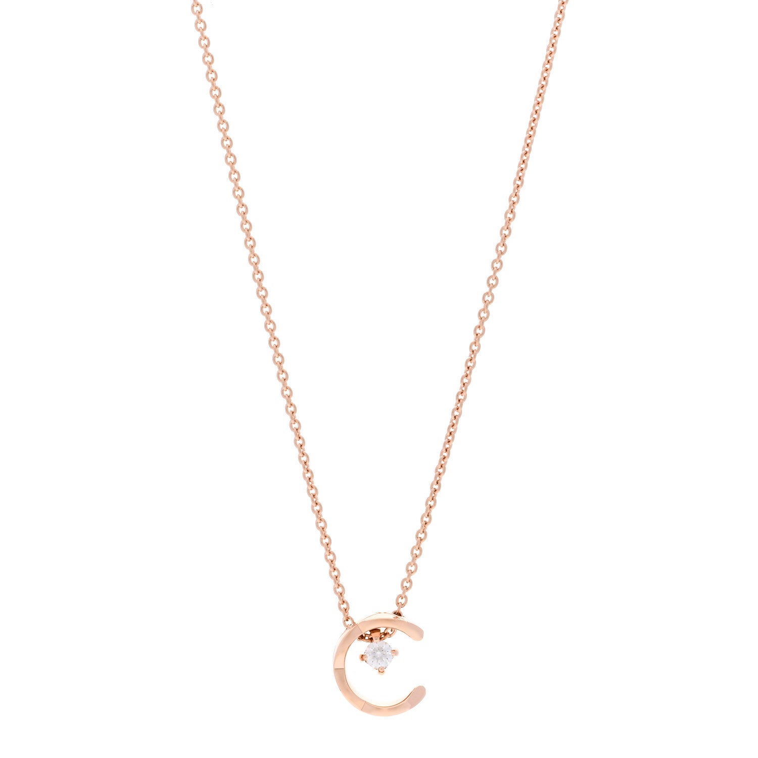 Chanel 18K Beige Gold Diamond Coco Crush C Necklace 1 of 6