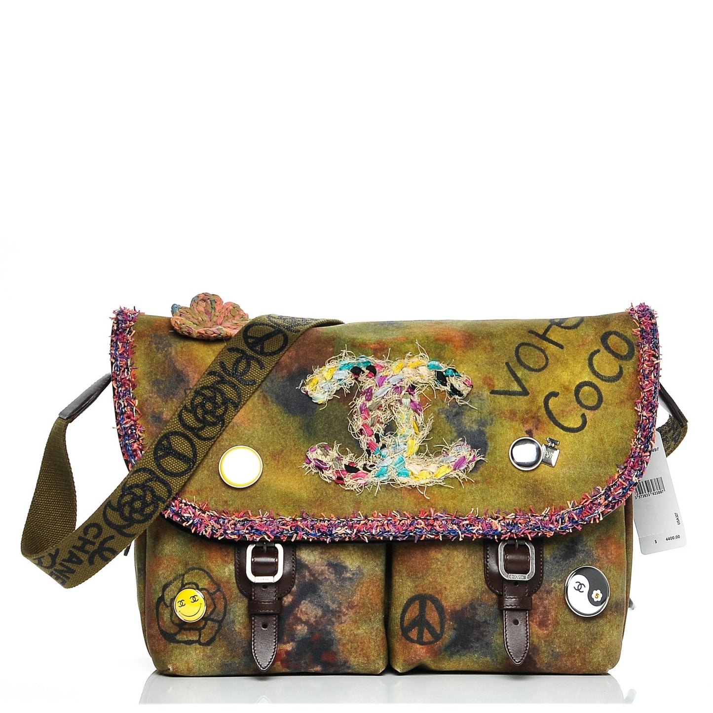 Washed Toile Large Graffiti On The Pavements Messenger Khaki Multicolor