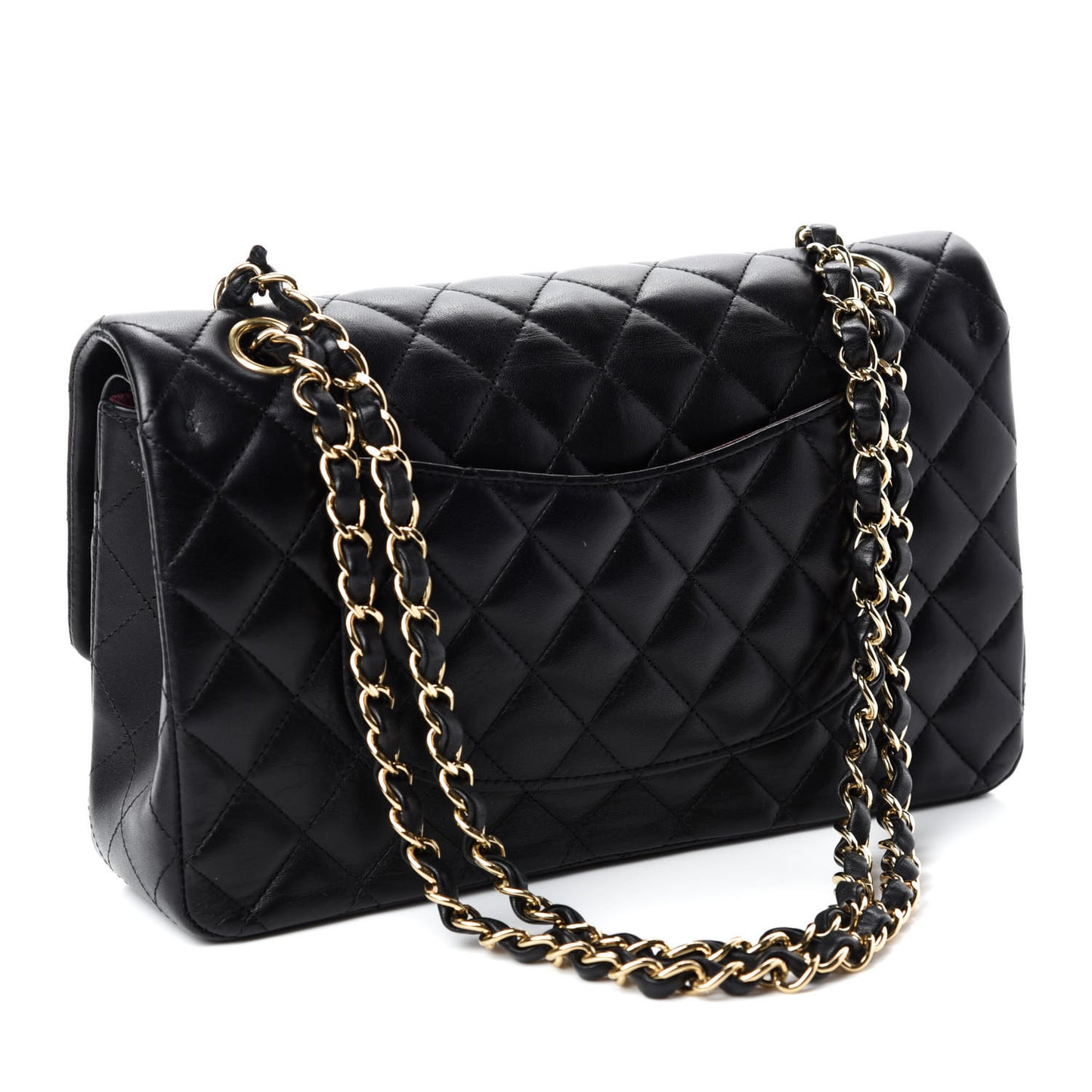 Lambskin Quilted Medium Double Flap Black
