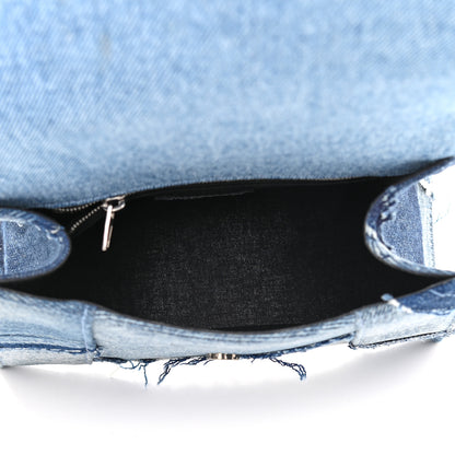 Balenciaga Denim Patchwork Small Hourglass Top Handle Bag Washed Blue 4 of 7