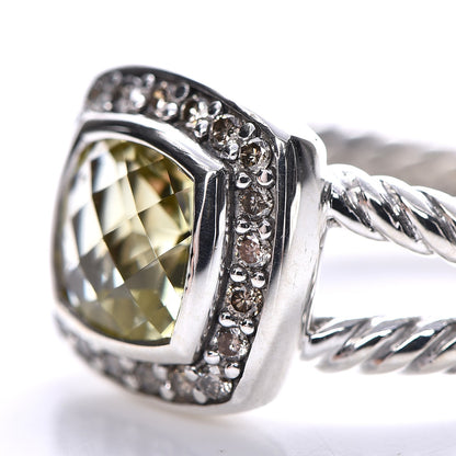David Yurman Sterling Silver Diamond Prasiolite 7mm Petite Albion Ring 50 5.25 7 of 7