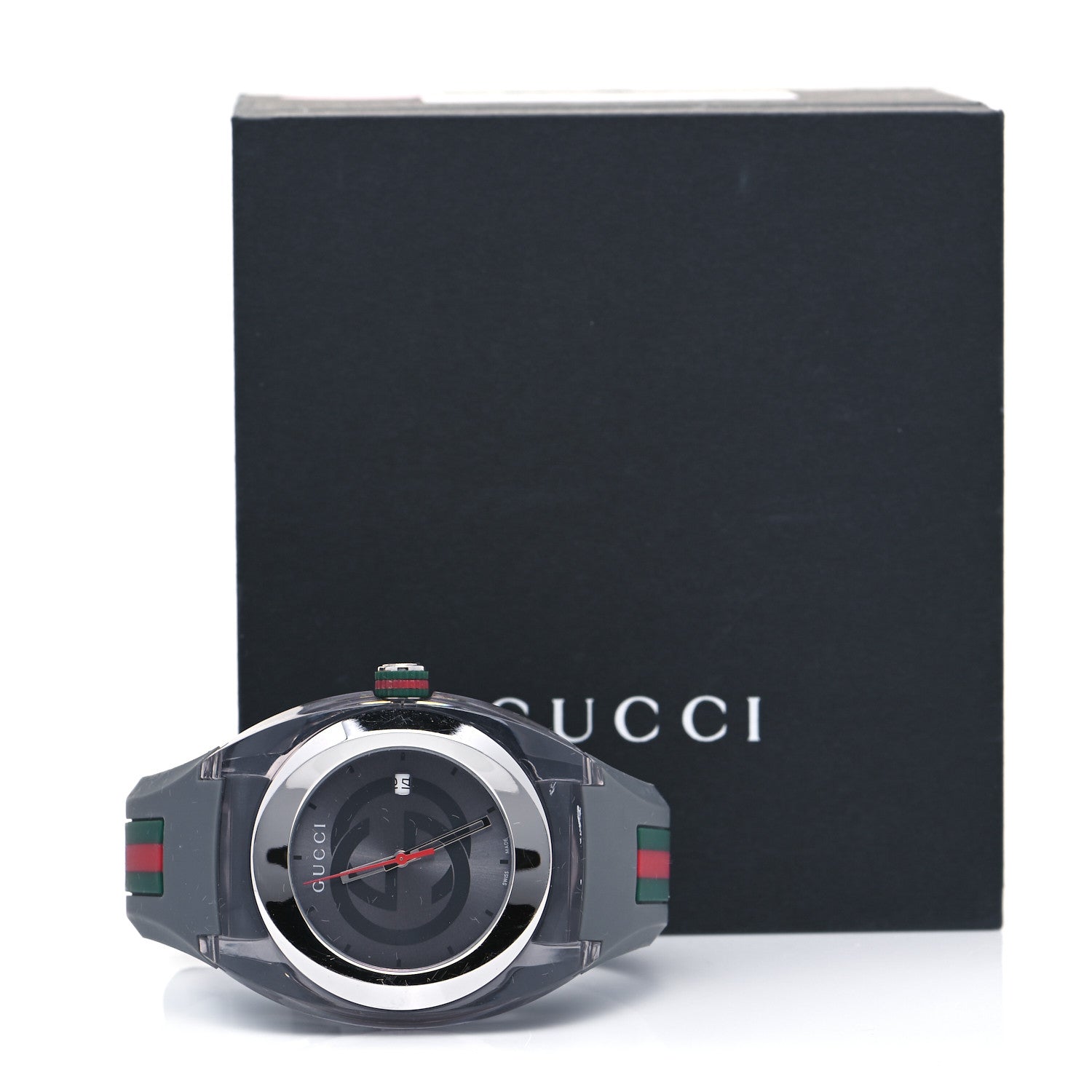 Gucci Stainless Steel Rubber 46mm Sync Web Quartz Watch Grey 6 of 6