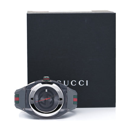 Gucci Stainless Steel Rubber 46mm Sync Web Quartz Watch Grey 6 of 6