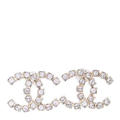 Chanel Crystal Coco's Pearls CC Earrings Light Gold 1 of 5