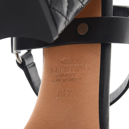 Valentino Garavani Calfskin Craquele Nappa Rockstud Spike 90mm Ankle Strap Sandals 39 Black 6 of 9