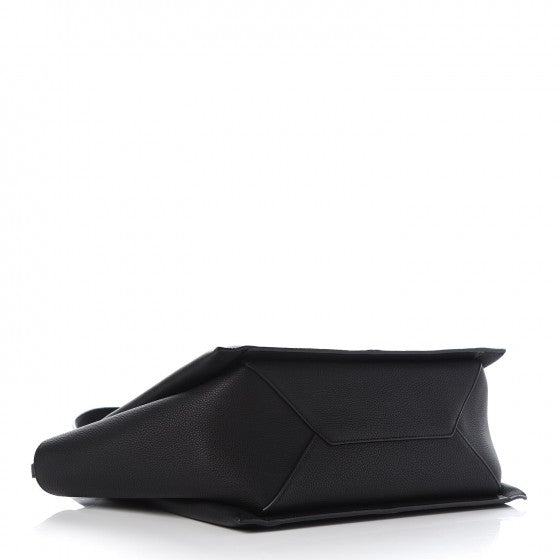 Baby Grained Calfskin Medium Tri-Fold Bag Black