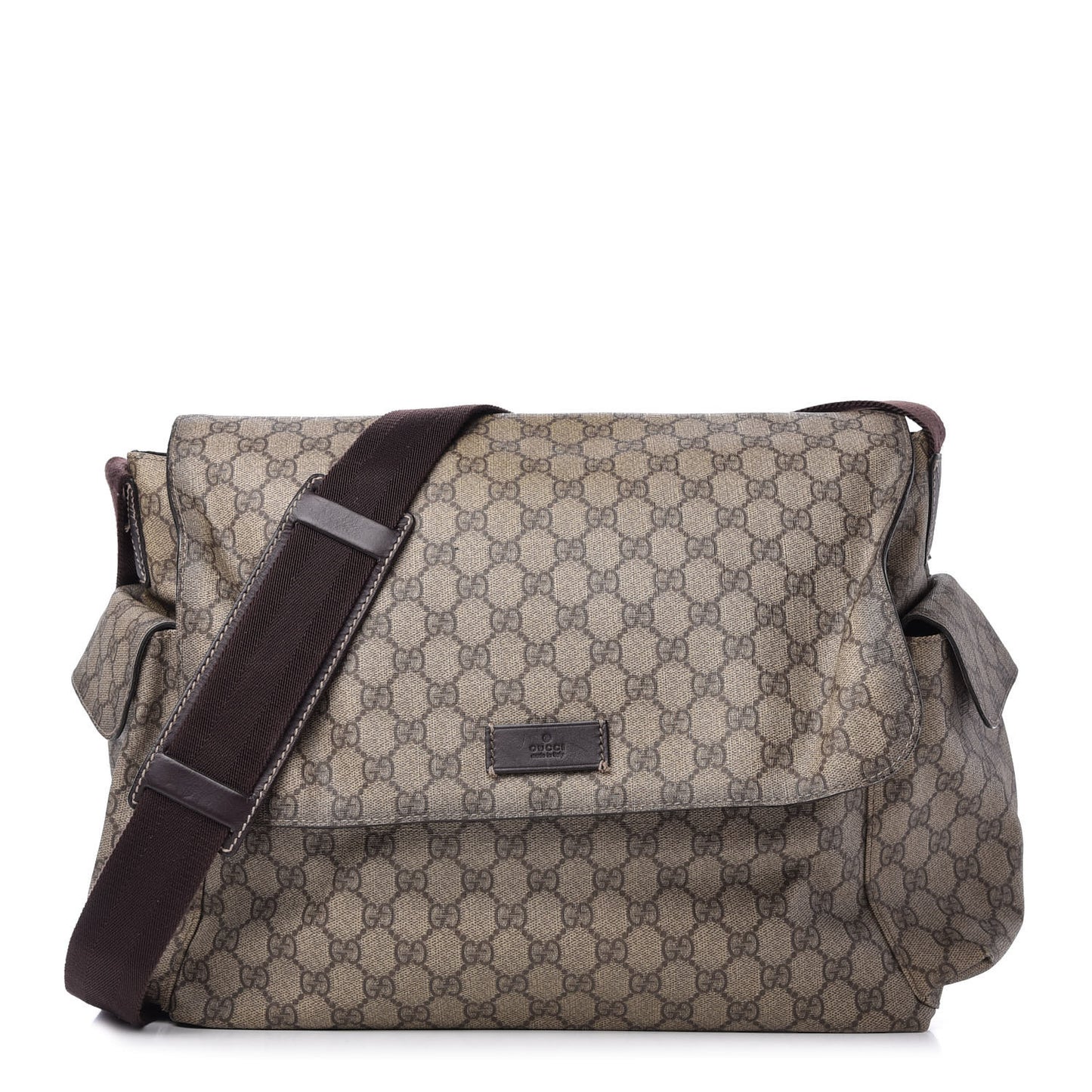 GG Plus Monogram Messenger Diaper Bag Dark Brown