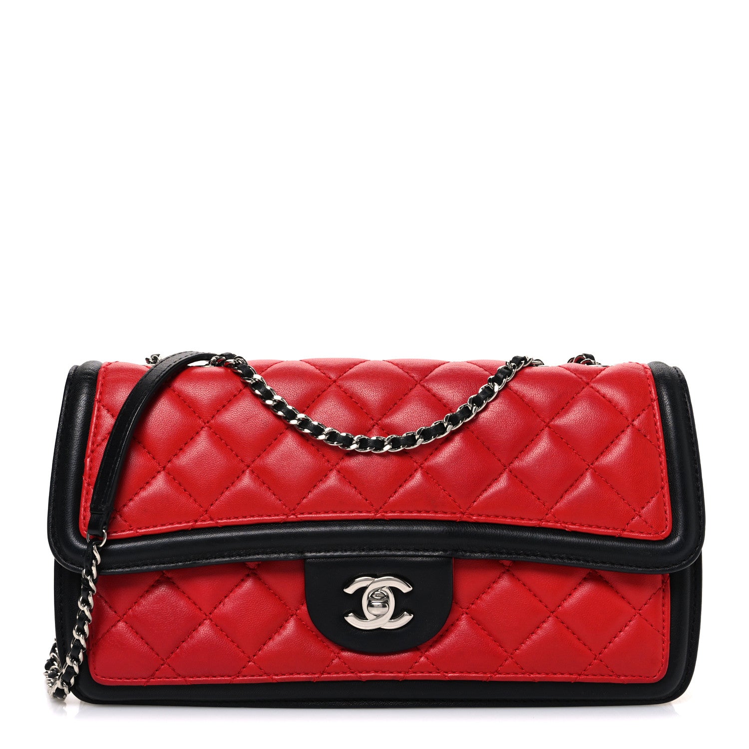 Chanel Lambskin Quilted Tri-Color Flap Red White Black 1 of 10