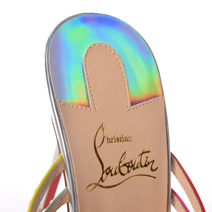 Christian Louboutin Specchio Calfskin Crystal Marthastrass 100 Slide Sandals 37 Silver Multicolor 8 of 9