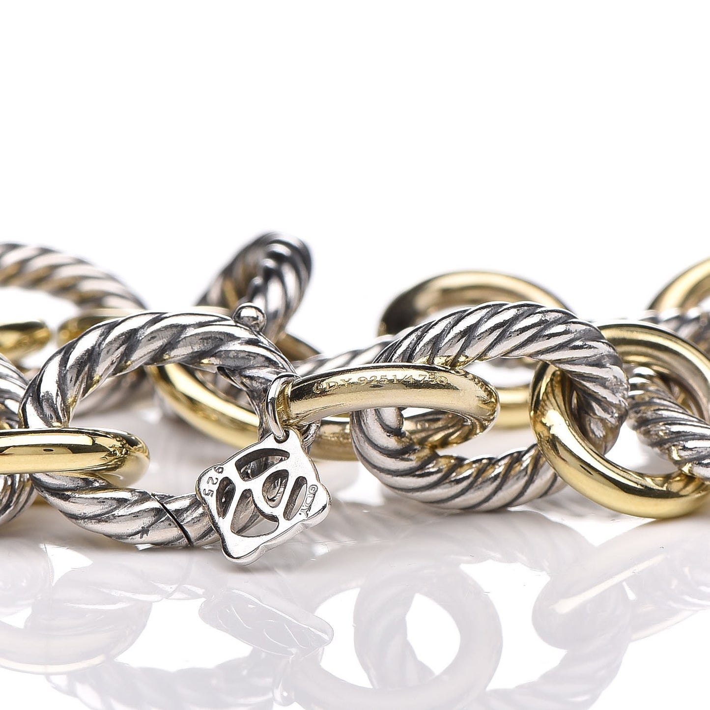 Sterling Silver 18K Yellow Gold 12mm Large Oval Link Bracelet
