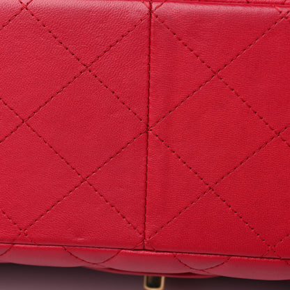 Chanel Lambskin Quilted Jumbo Double Flap Dark Pink 12 of 15