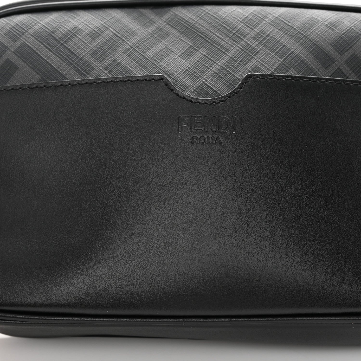 Fendi Shiny Glazed Fabric Vitello Cover FF 1974 Logo Medium Camera Case Black 9 of 12
