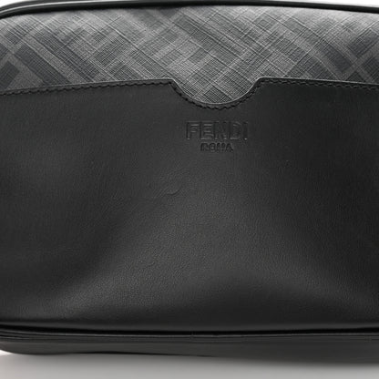 Fendi Shiny Glazed Fabric Vitello Cover FF 1974 Logo Medium Camera Case Black 9 of 12