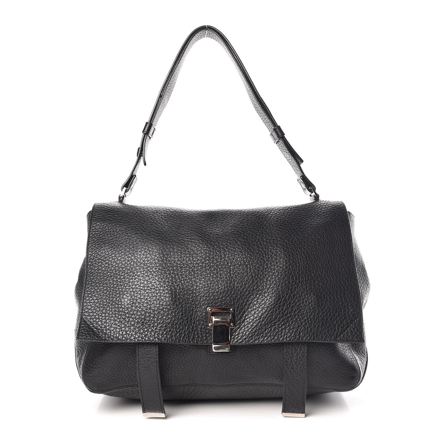 Proenza Schouler Pebbled Calfskin PS Courier Shoulder Bag Black 1 of 10
