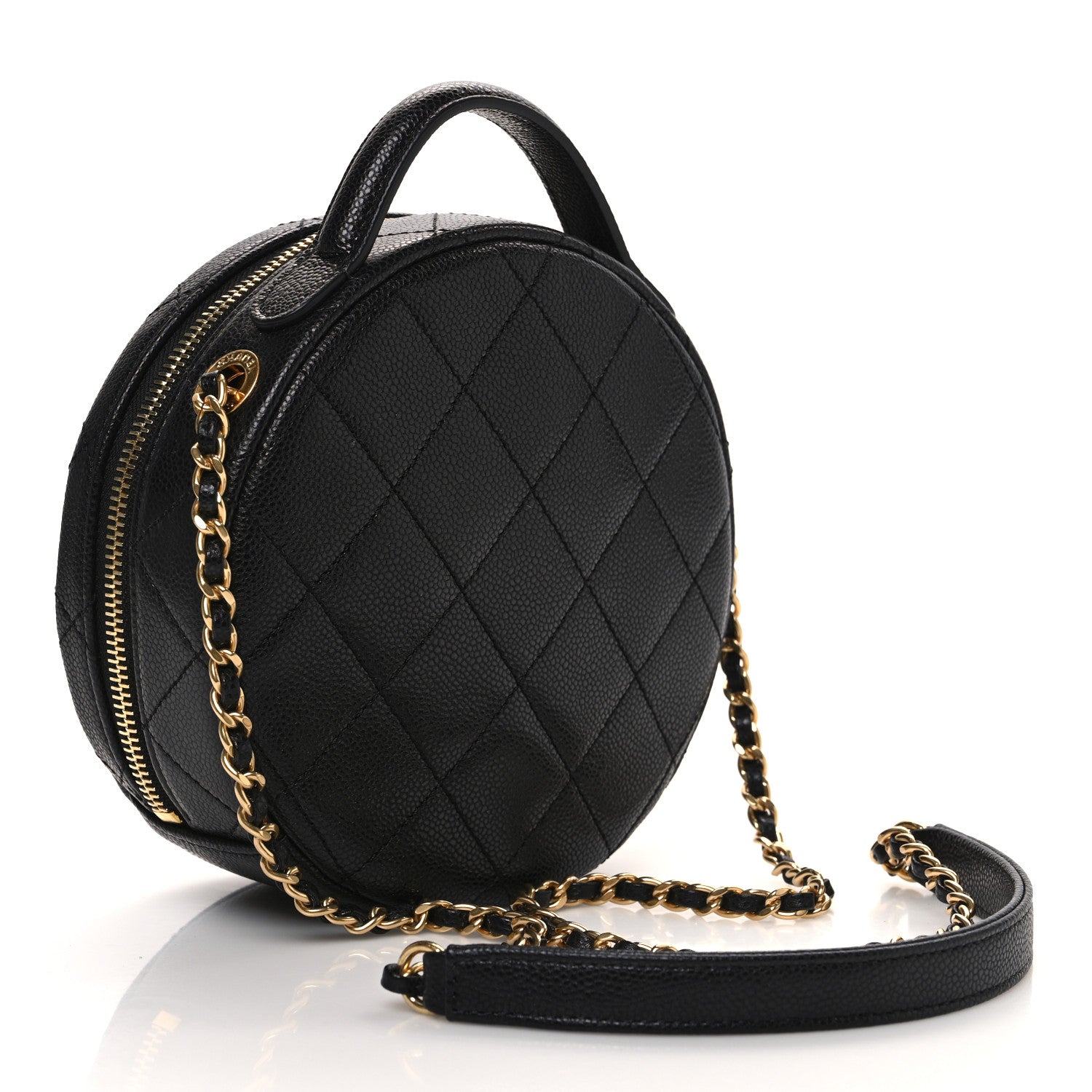 Chanel Caviar Quilted Small Round Vanity With Chain Black 3 of 10