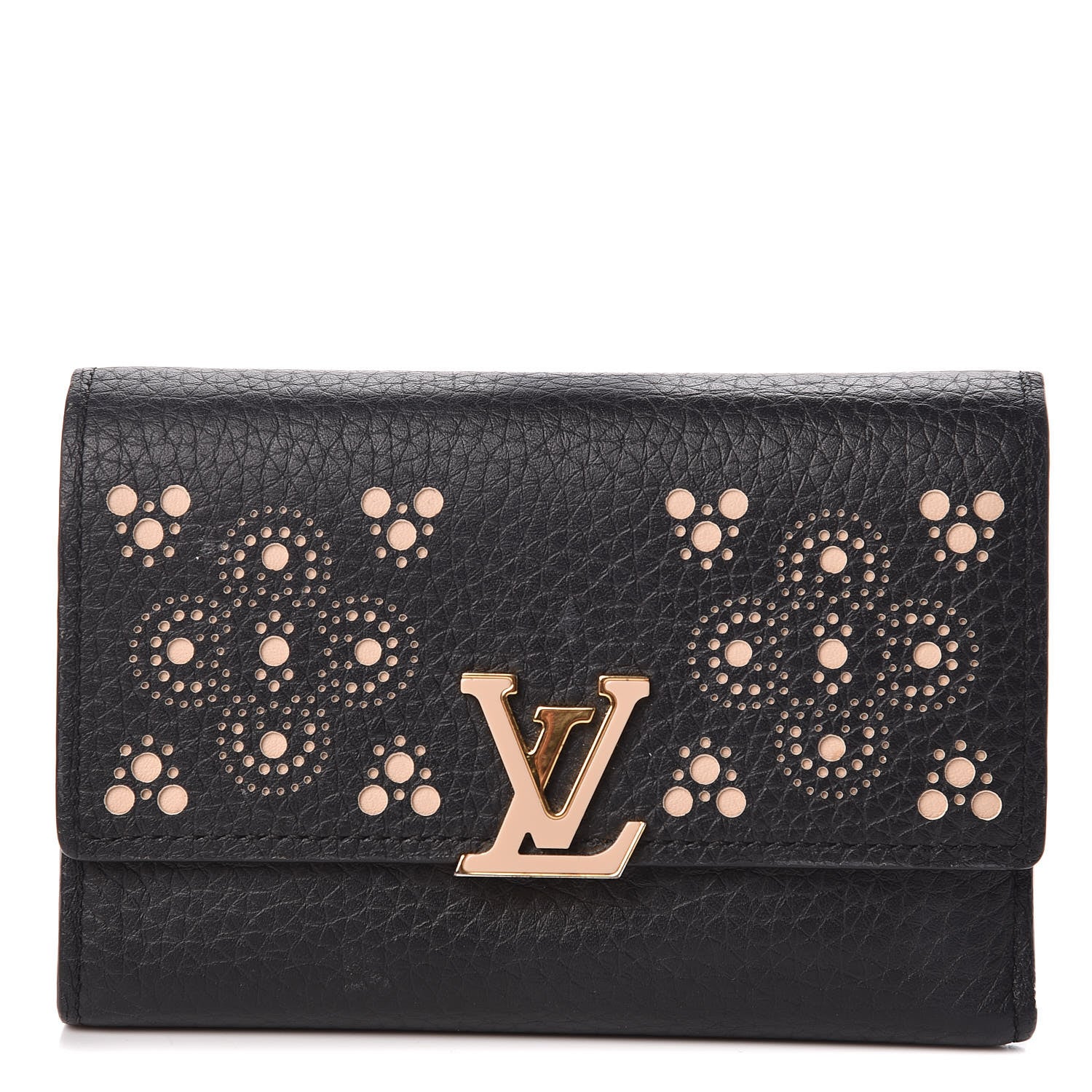 Louis Vuitton Taurillon Perforated Capucines Compact Wallet Black 1 of 7