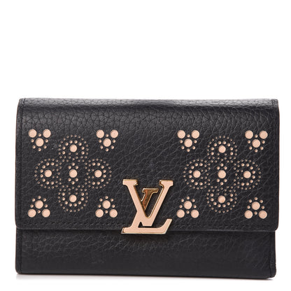 Louis Vuitton Taurillon Perforated Capucines Compact Wallet Black 1 of 7