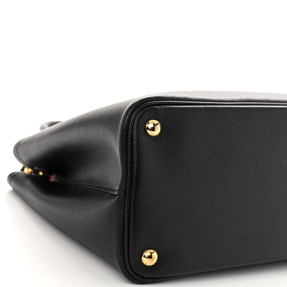 Prada Saffiano Cuir Small Double Bag Black Fuoco 8 of 11